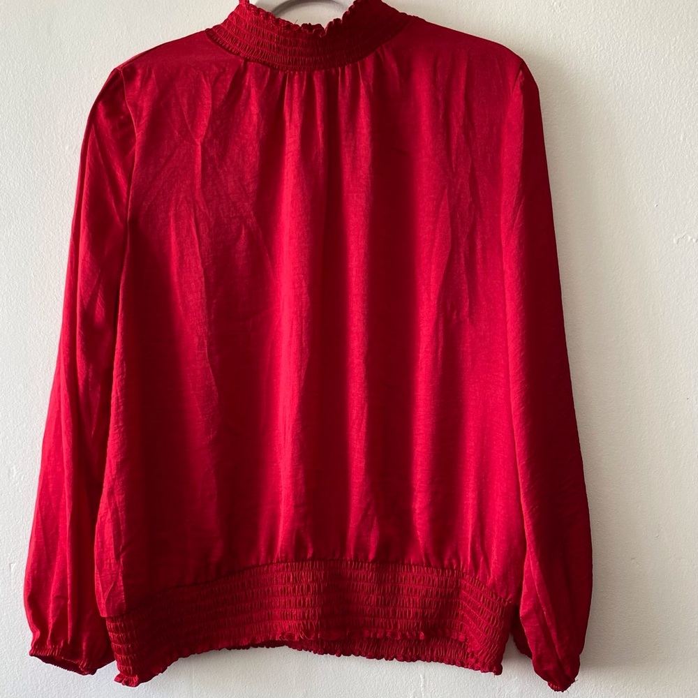 Title: Alex & Lili Red Smocked High Neck Blouse – NWT  Size XL - Picture 2 of 12